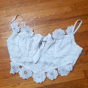 Shein white lace shirt